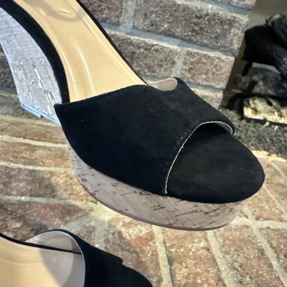 Charles by‎ Charles David Lois Women's Sandal Cork Platform Sz8.5 Black #145
